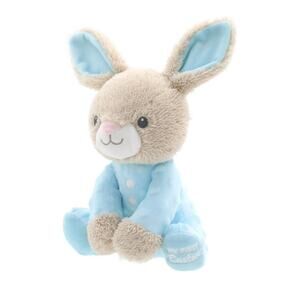 My First Easter Blue Brown Walmart Easter Bunny Rattles Plush Embroidered Face